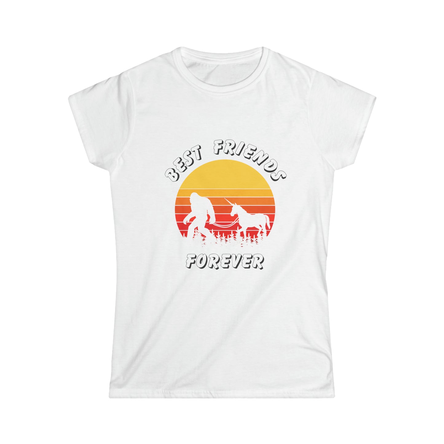 Unicorn Bigfoot Best Friends Forever - Women's Softstyle Tee