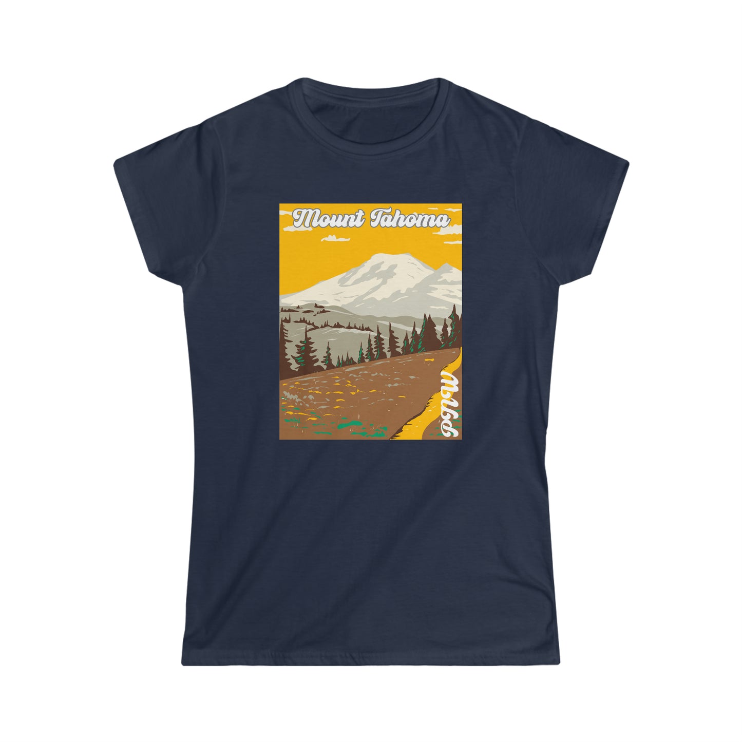 PNW Mount Tahoma - Women's Softstyle Tee - Bigfoot Bigheart Studio