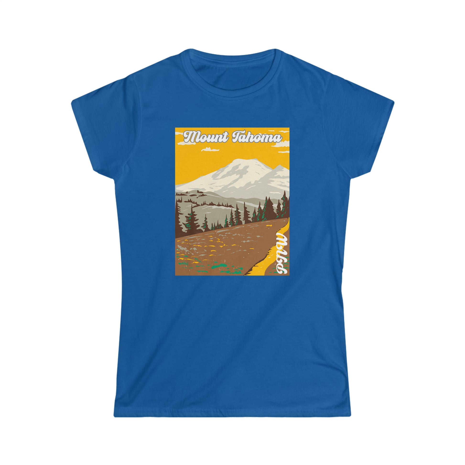 PNW Mount Tahoma - Women's Softstyle Tee - Bigfoot Bigheart Studio