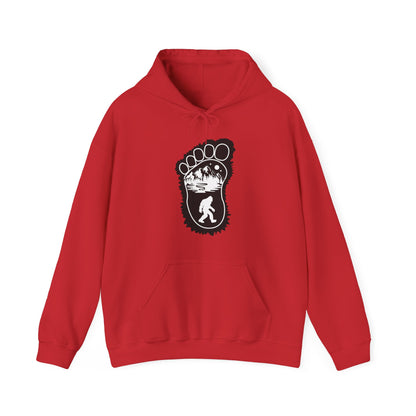 Bigfoot Print with Mountains - Unisex Premium Pullover Hoodie - Bigfoot Bigheart Studio