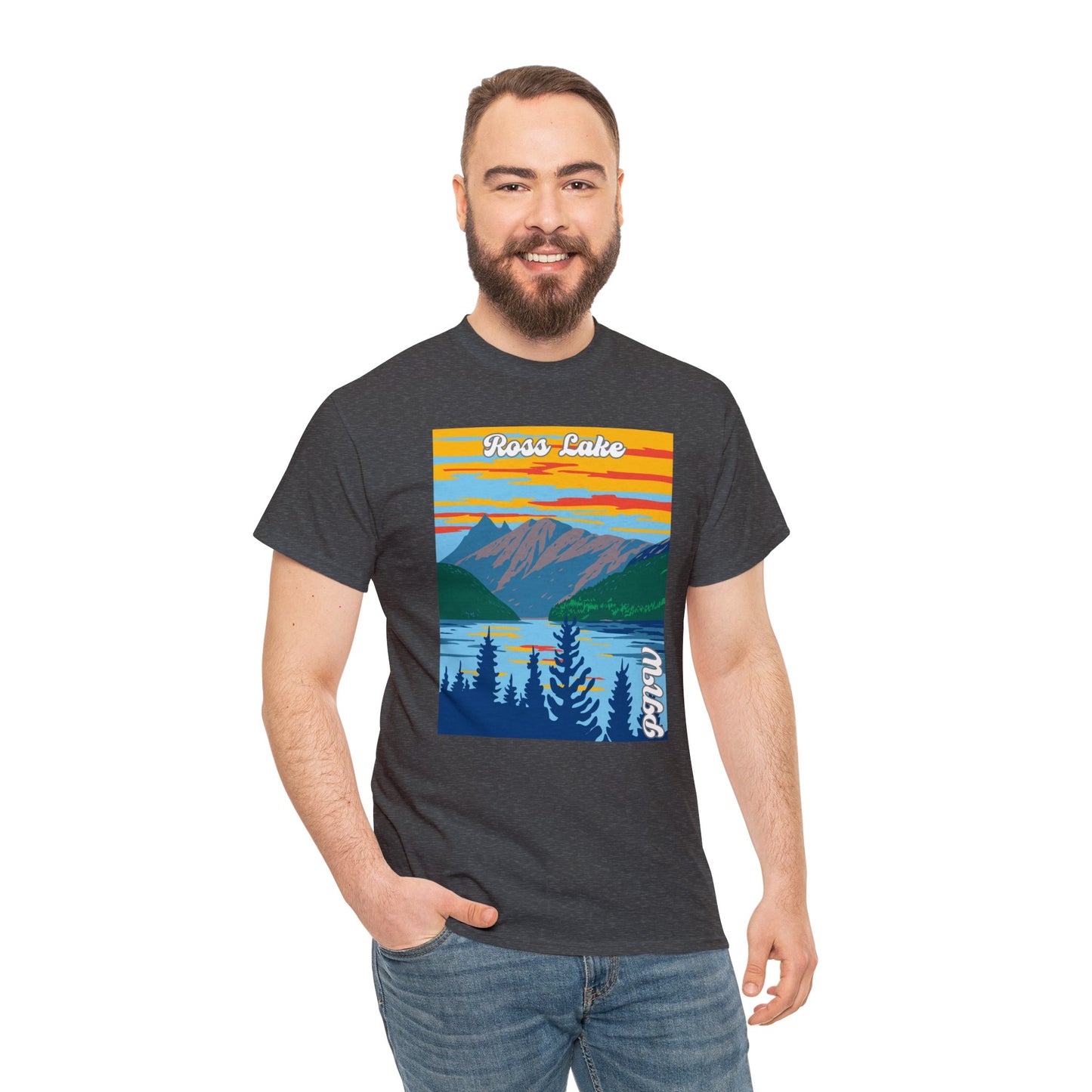 PNW Ross Lake T-Shirt - Unisex Heavy Cotton Tee - Bigfoot Bigheart Studio