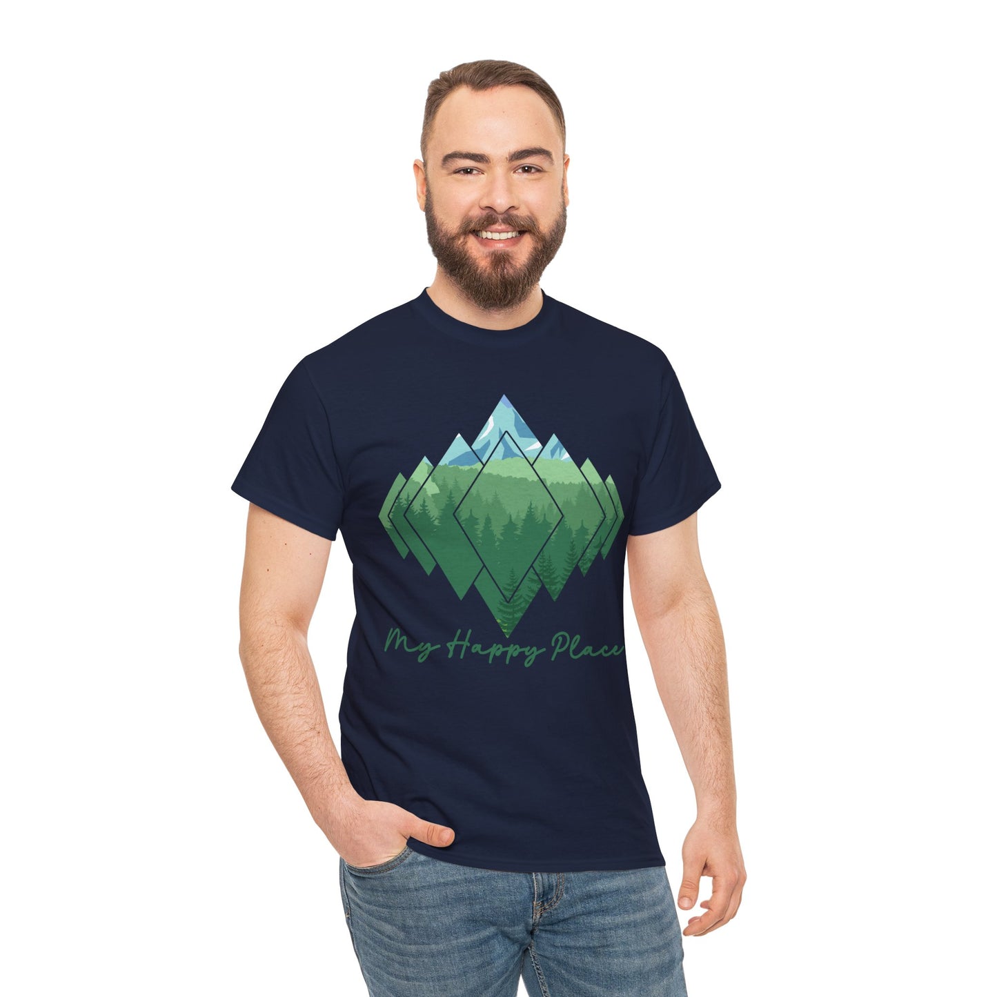 My Happy Place - Mountain Forest - Unisex Heavy Cotton Tee