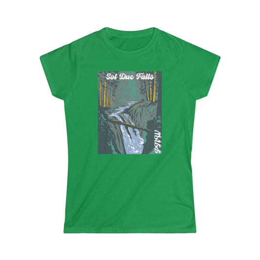 PNW Sol Duc Falls - Women's Softstyle Tee - Bigfoot Bigheart Studio