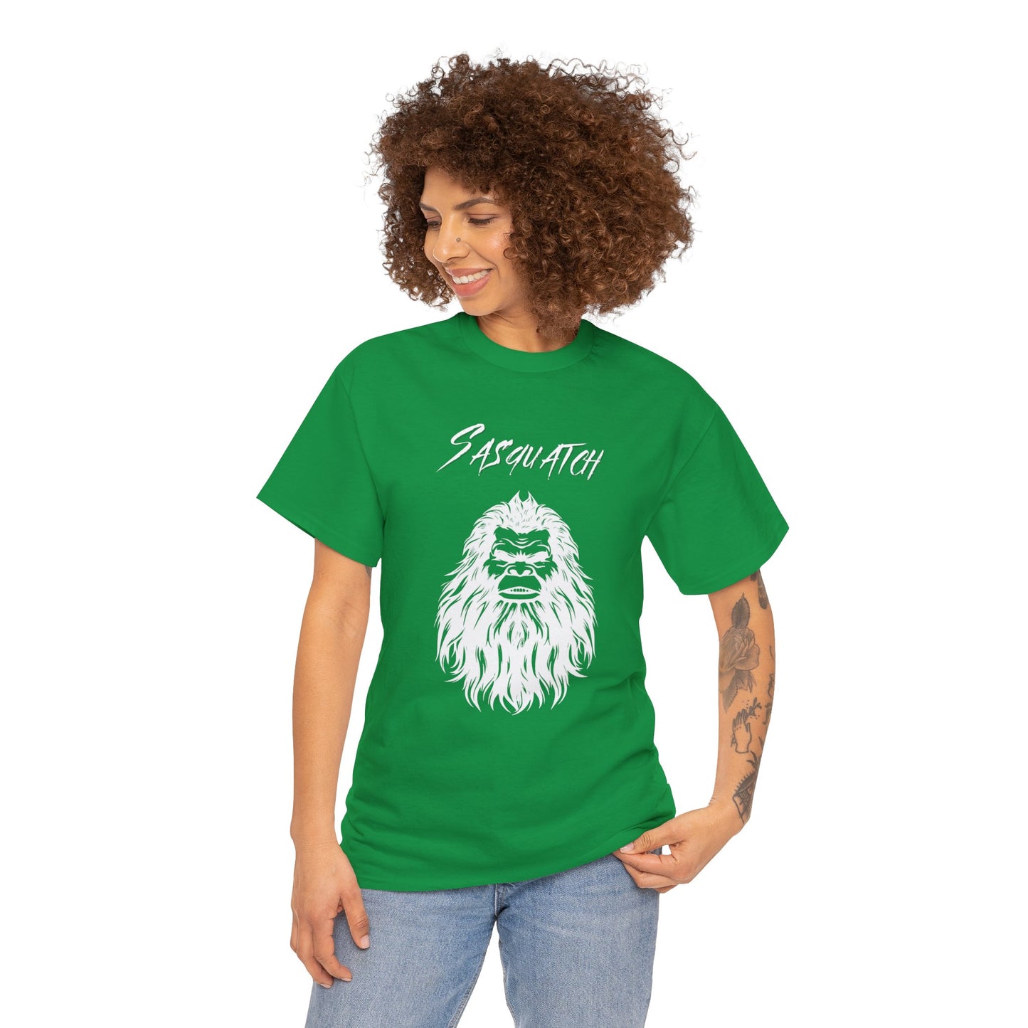 Sasquatch Selfie Adult T-Shirt - Unisex Heavy Cotton Tee