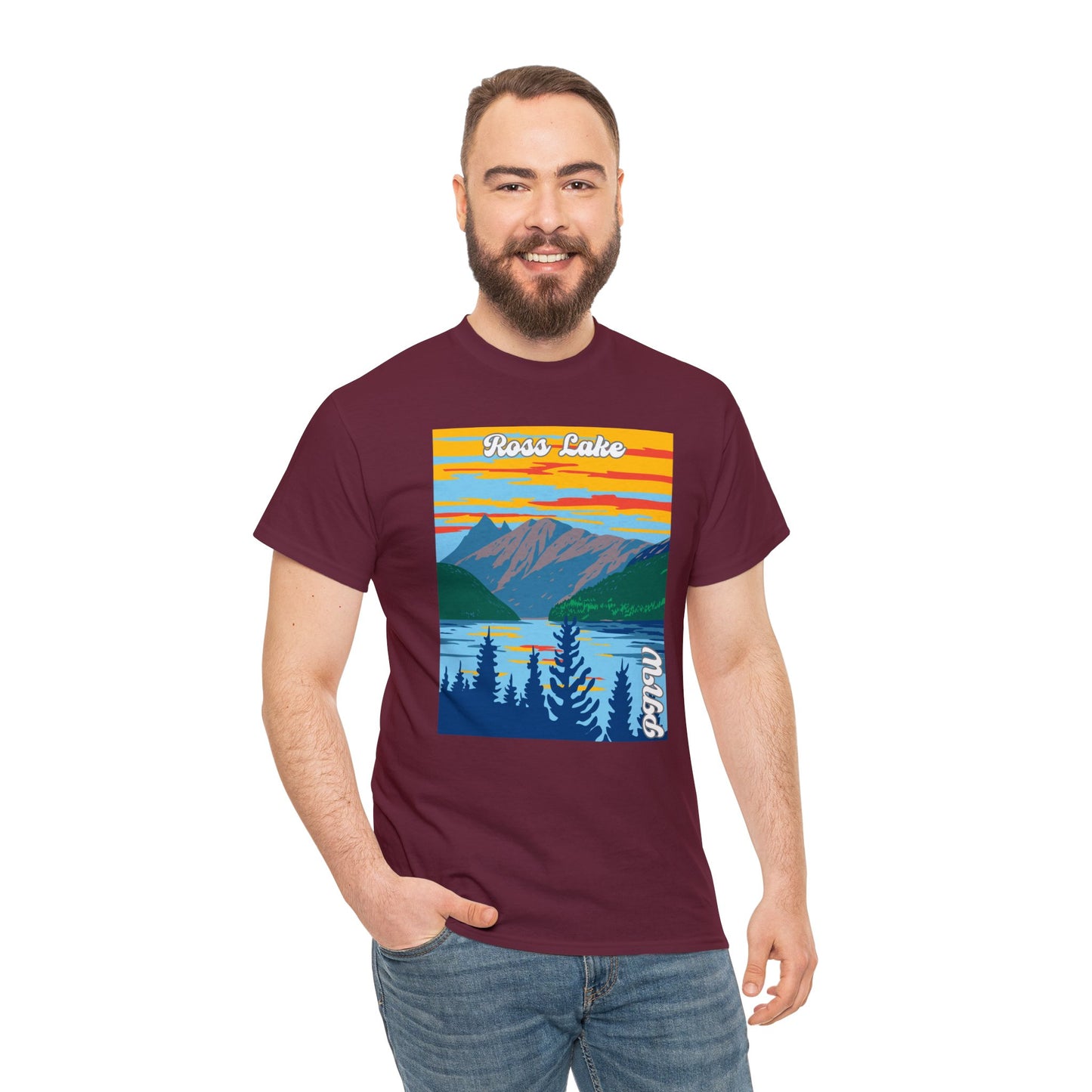 PNW Ross Lake T-Shirt - Unisex Heavy Cotton Tee - Bigfoot Bigheart Studio