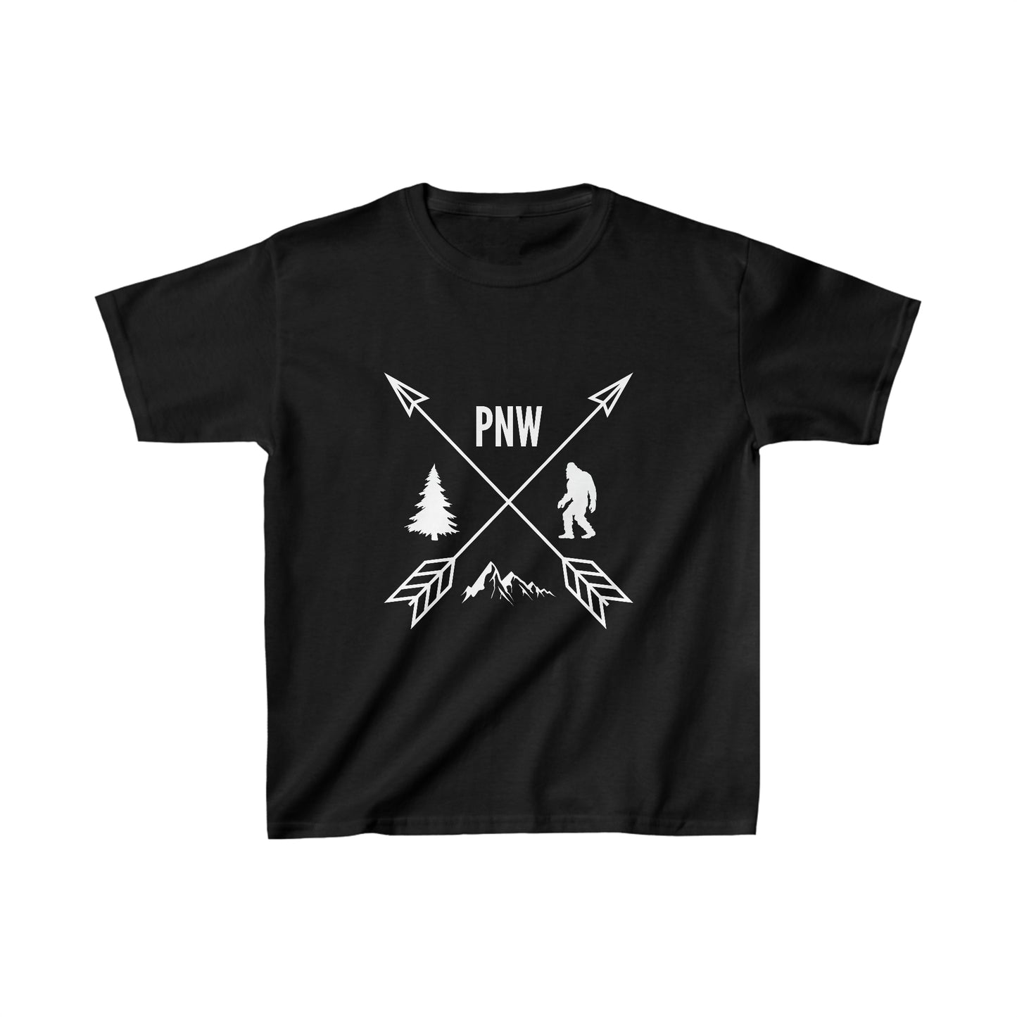 Pacific Northwest Crossed Arrows PNW Youth T-Shirt - Kids Heavy Cotton™ Tee - Bigfoot Bigheart Studio