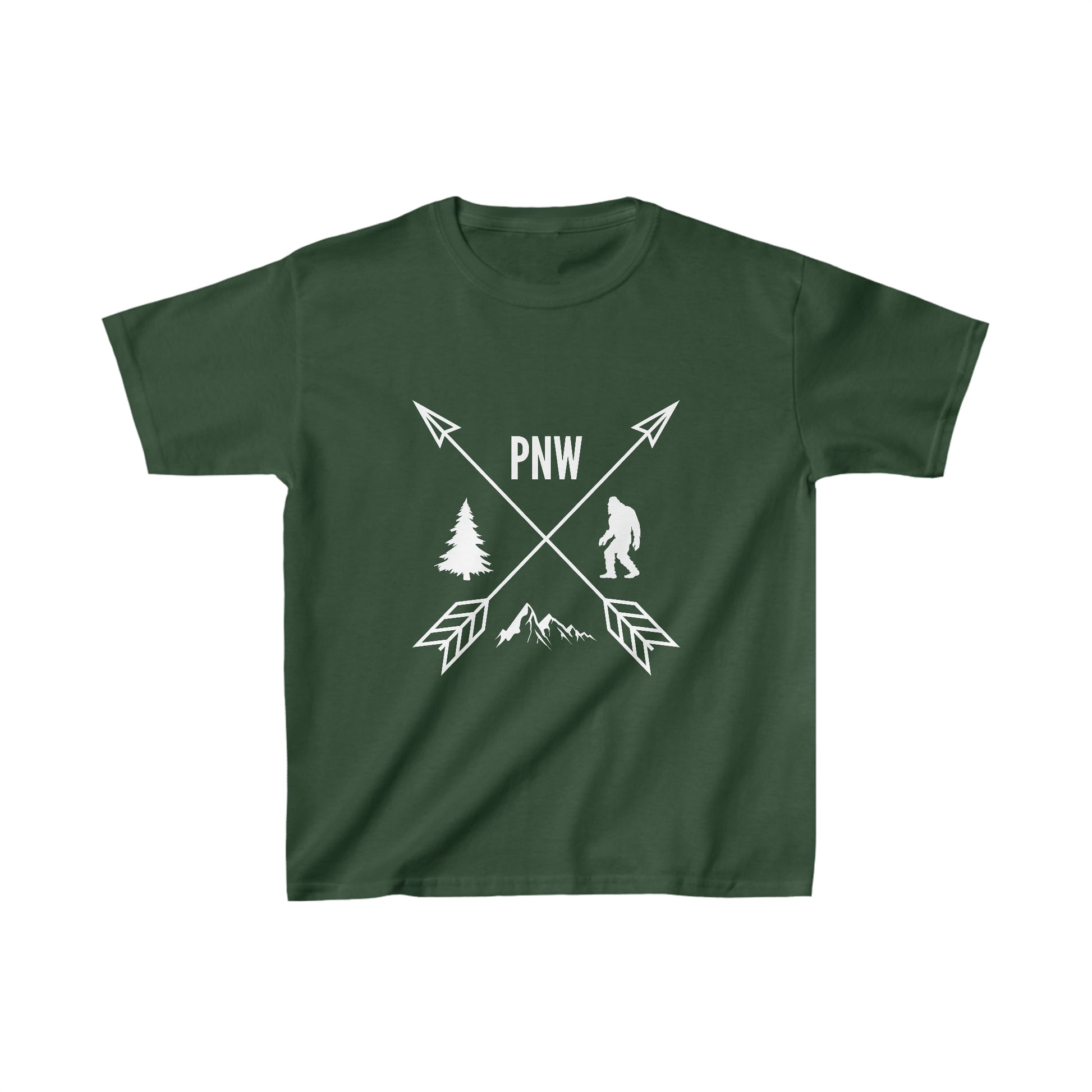 Pacific Northwest Crossed Arrows PNW Youth T-Shirt - Kids Heavy Cotton™ Tee - Bigfoot Bigheart Studio