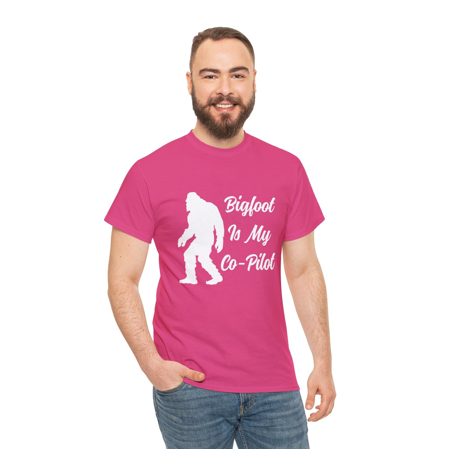 Bigfoot Is My Co-Pilot - Unisex Heavy Cotton Tee