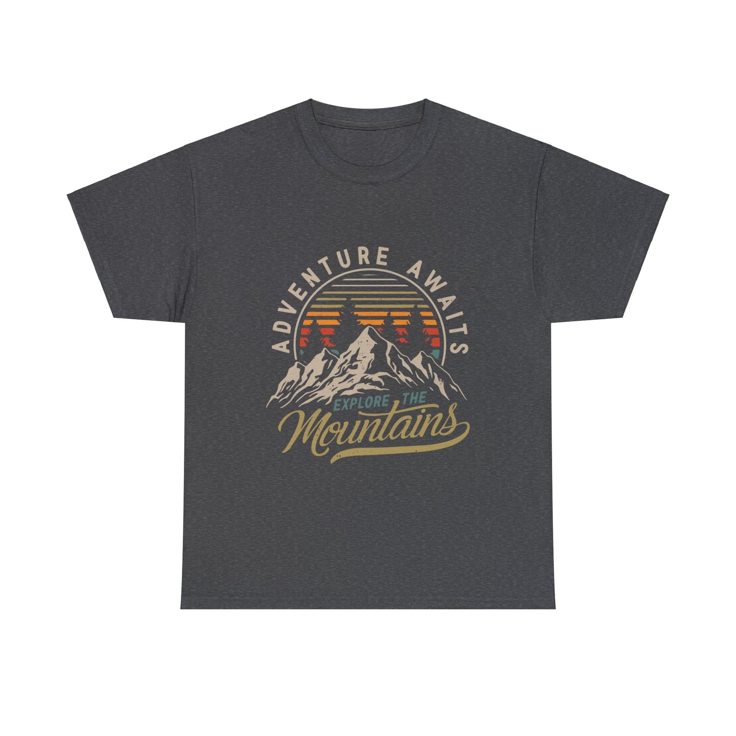 Adventure Awaits Explore the Mountains T-Shirt - Unisex Heavy Cotton Tee