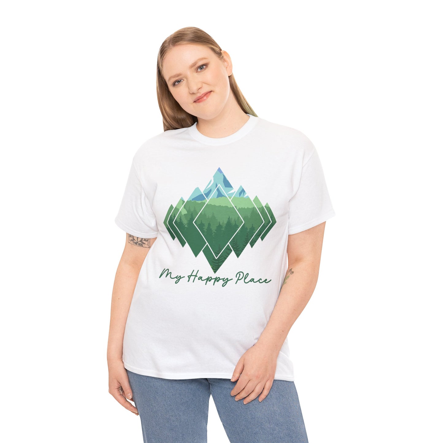 My Happy Place - Mountain Forest - Unisex Heavy Cotton Tee