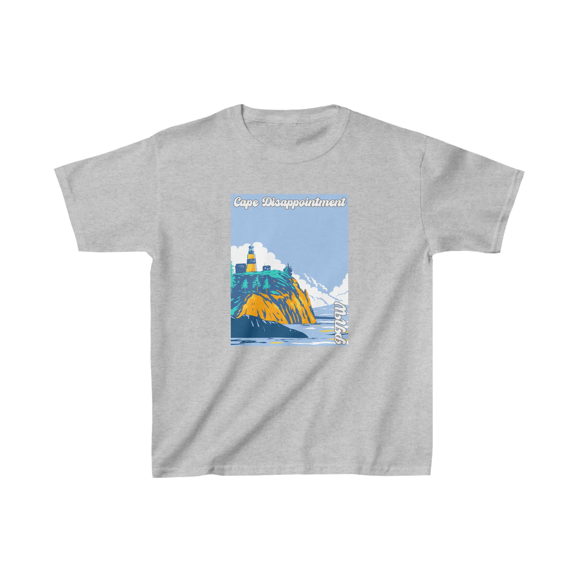 PNW Cape Disappointment Youth Tee - Kids Heavy Cotton™ Tee - Bigfoot Bigheart Studio