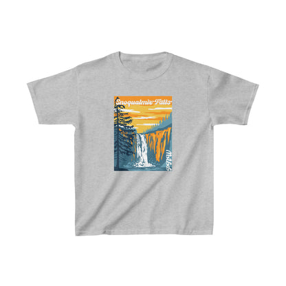 PNW Snoqualmie Falls Kids T-Shirt - Kids Heavy Cotton™ Tee - Bigfoot Bigheart Studio