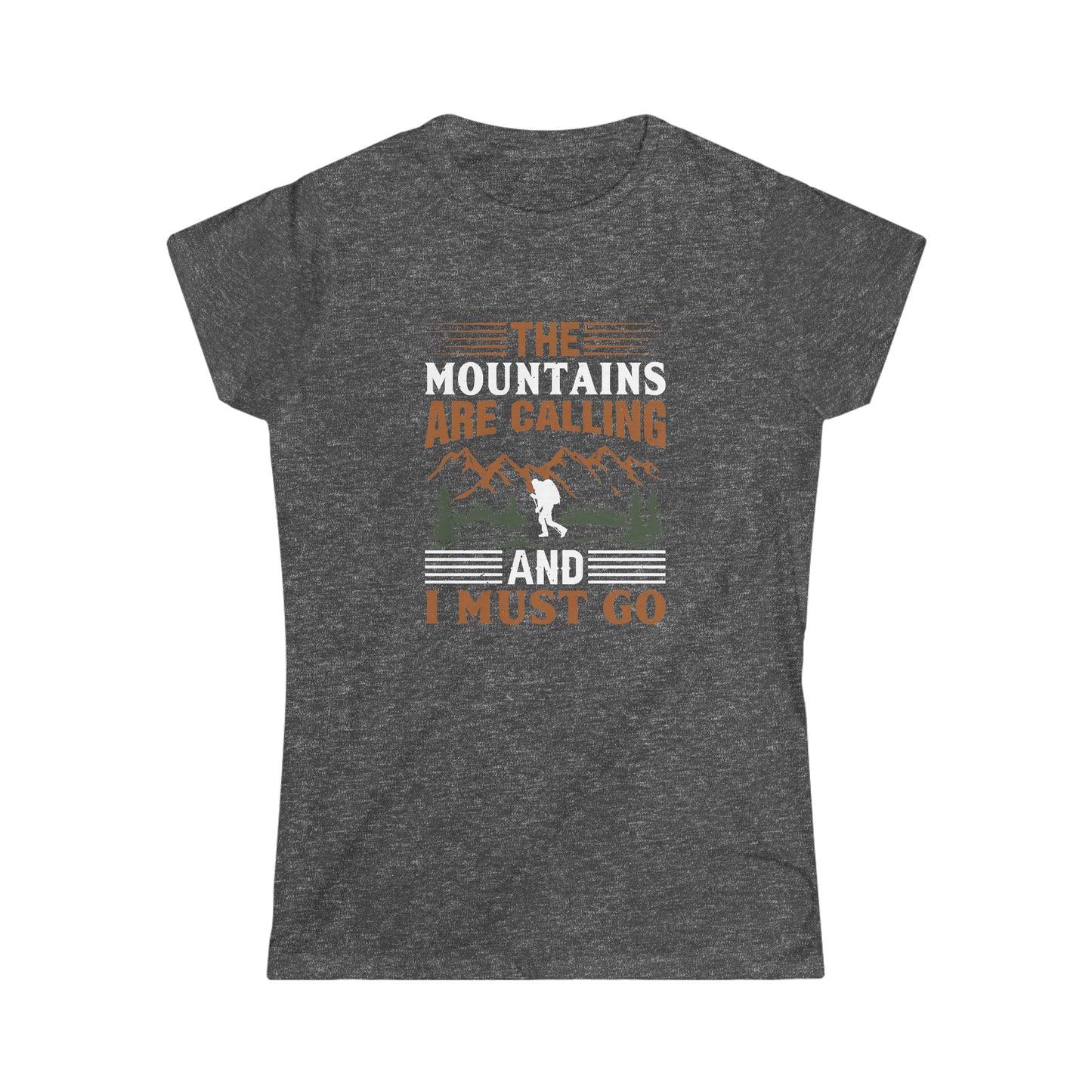 The Mountains are Calling T-Shirt - Women's Softstyle Tee - Bigfoot Bigheart Studio