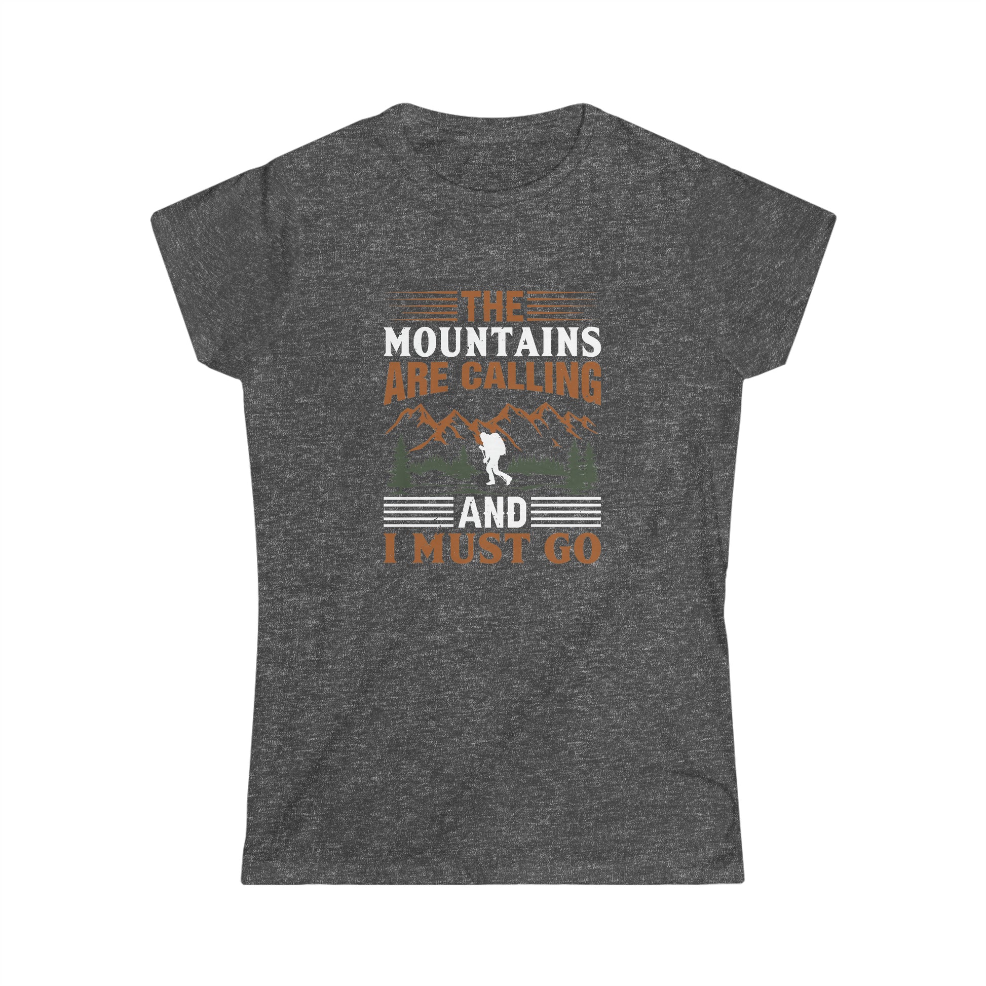 The Mountains are Calling T-Shirt - Women's Softstyle Tee - Bigfoot Bigheart Studio