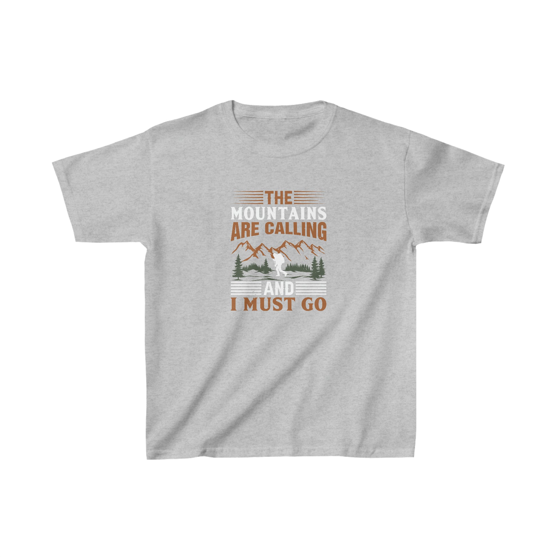 The Mountains are Calling T-Shirt - Kids Heavy Cotton™ Tee - Bigfoot Bigheart Studio