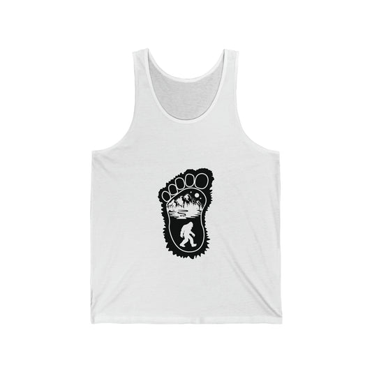 Bigfoot Print with Mountains - Unisex Jersey Tank