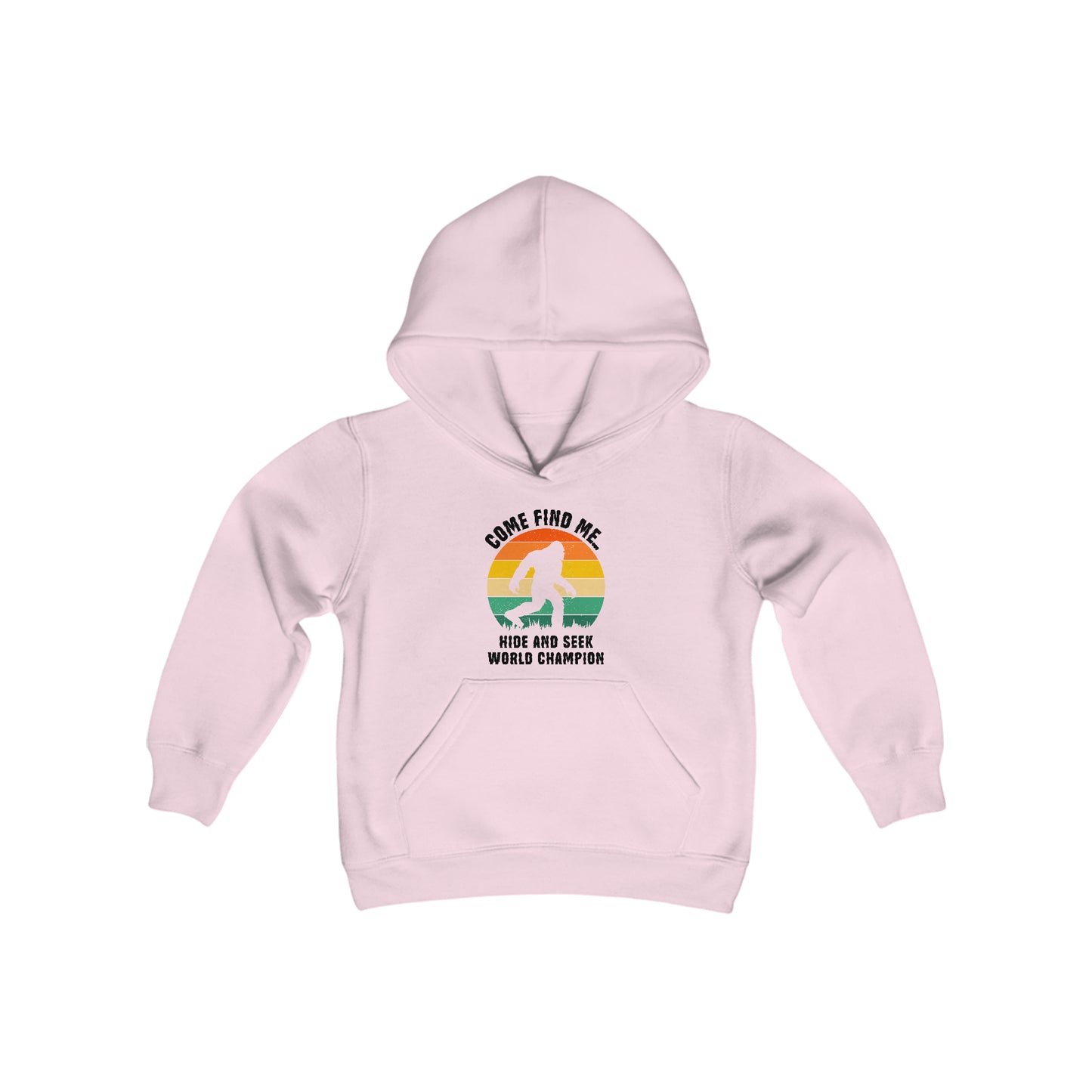 Bigfoot Hide and Seek Champion - Youth Heavy Blend Hooded Sweatshirt - Bigfoot Bigheart Studio