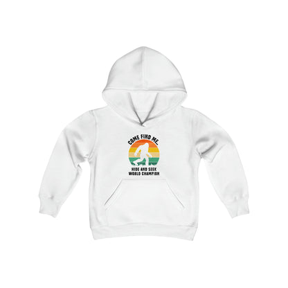 Bigfoot Hide and Seek Champion - Youth Heavy Blend Hooded Sweatshirt - Bigfoot Bigheart Studio