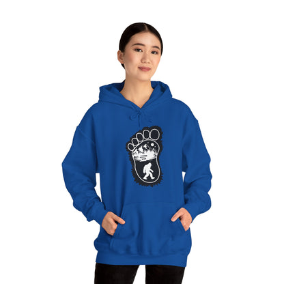 Bigfoot Print with Mountains - Unisex Premium Pullover Hoodie - Bigfoot Bigheart Studio