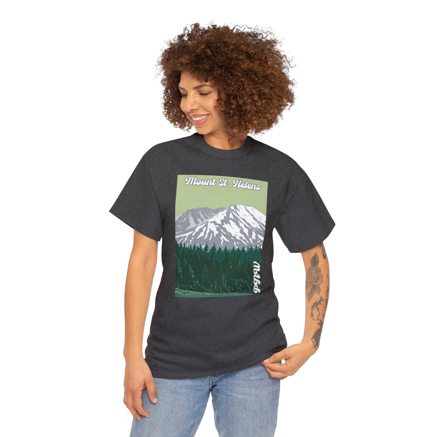 PNW Mount St. Helens T-Shirt - Unisex Heavy Cotton Tee - Bigfoot Bigheart Studio