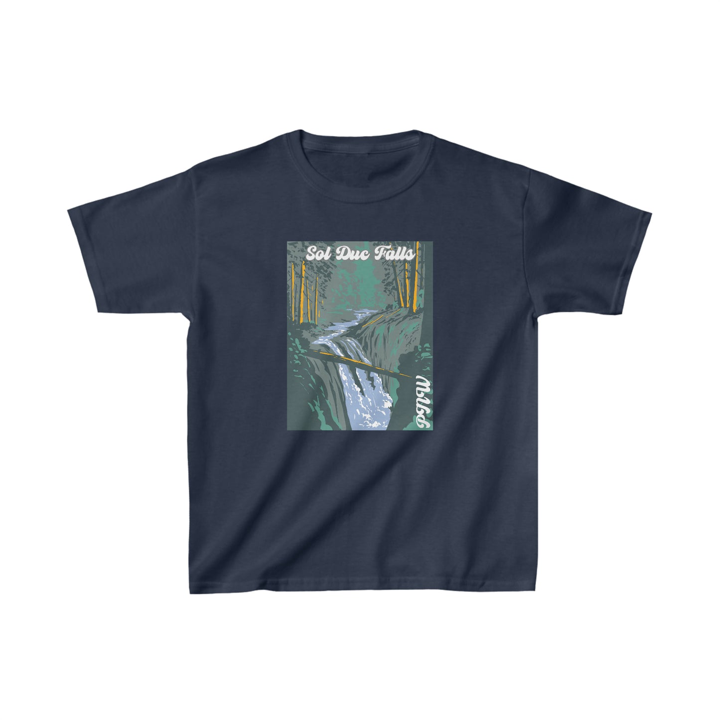 PNW Sol Duc Falls Youth Tee - Kids Heavy Cotton™ Tee - Bigfoot Bigheart Studio