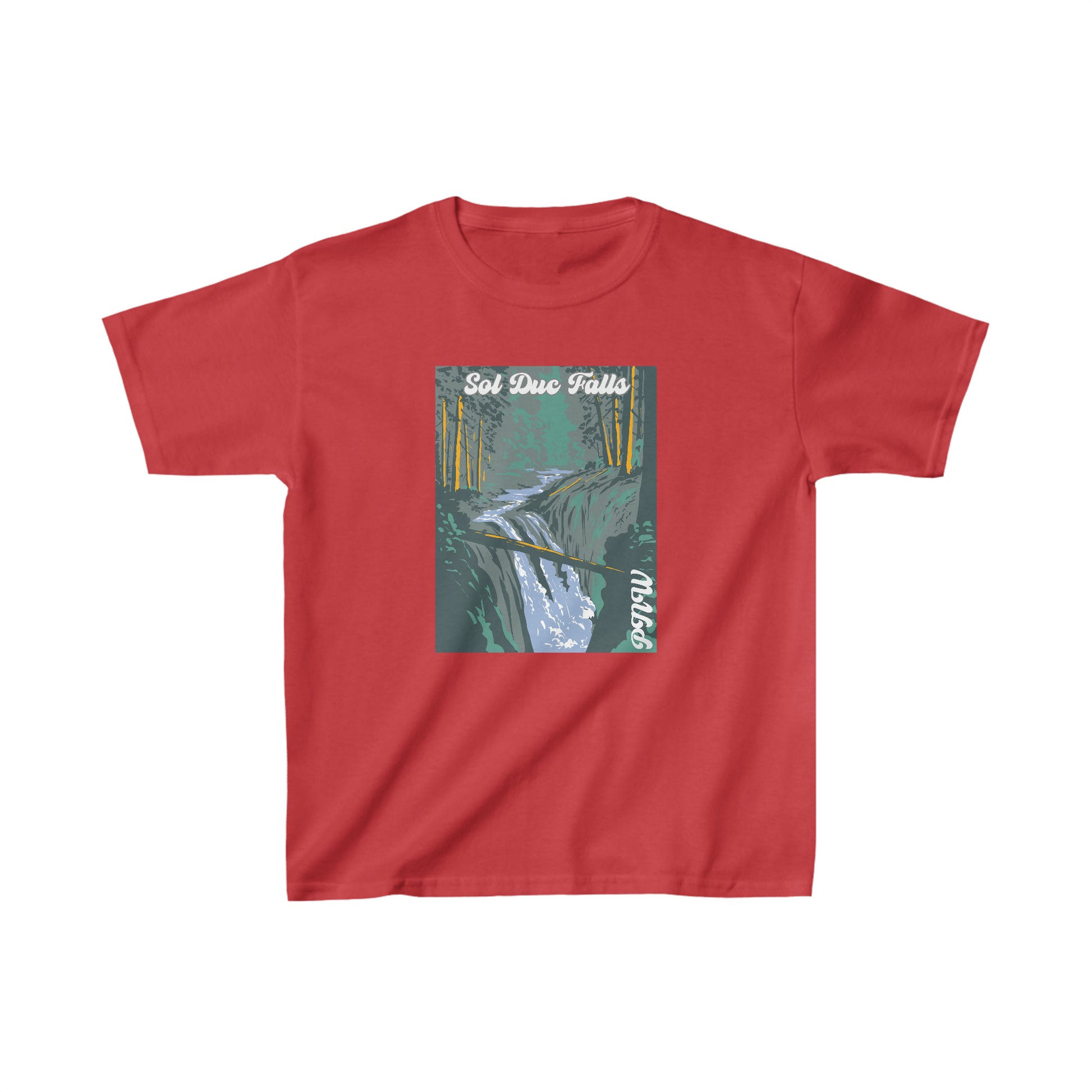 PNW Sol Duc Falls Youth Tee - Kids Heavy Cotton™ Tee - Bigfoot Bigheart Studio