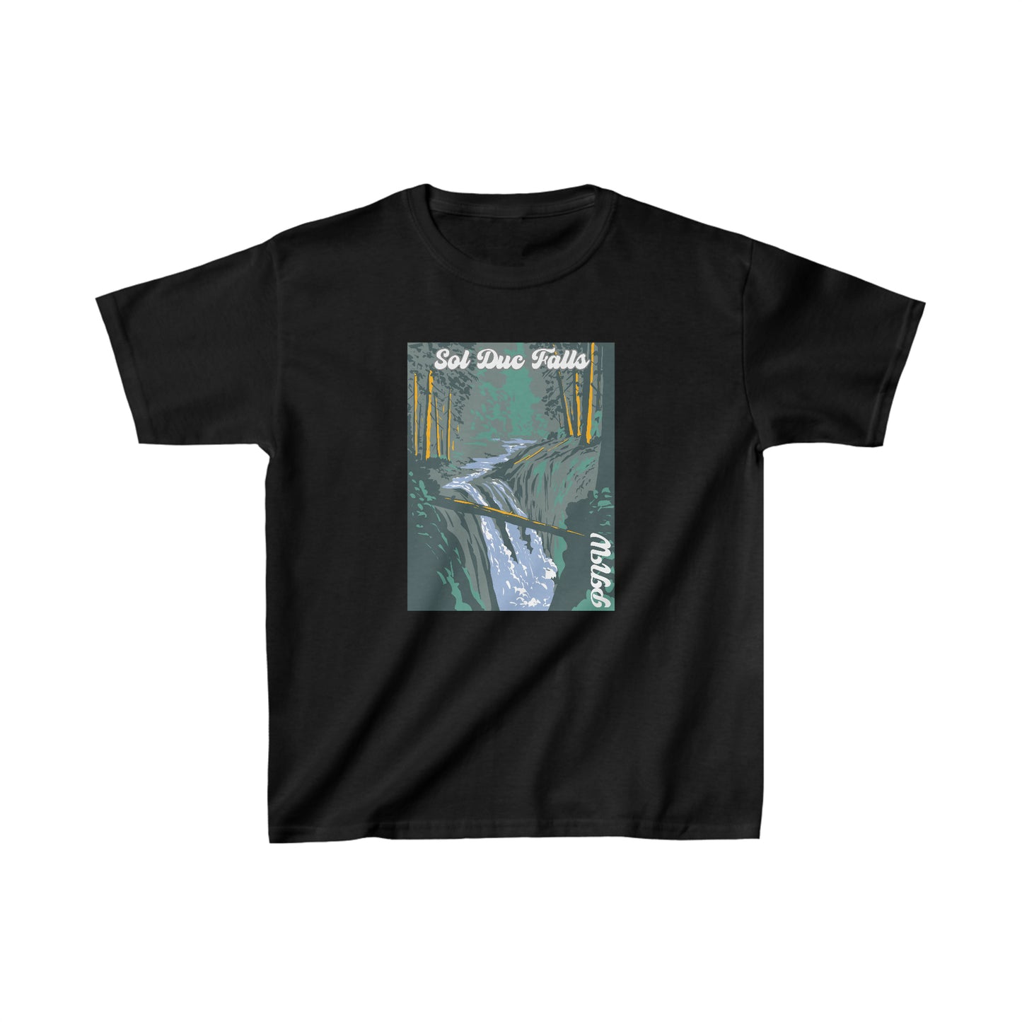 PNW Sol Duc Falls Youth Tee - Kids Heavy Cotton™ Tee - Bigfoot Bigheart Studio