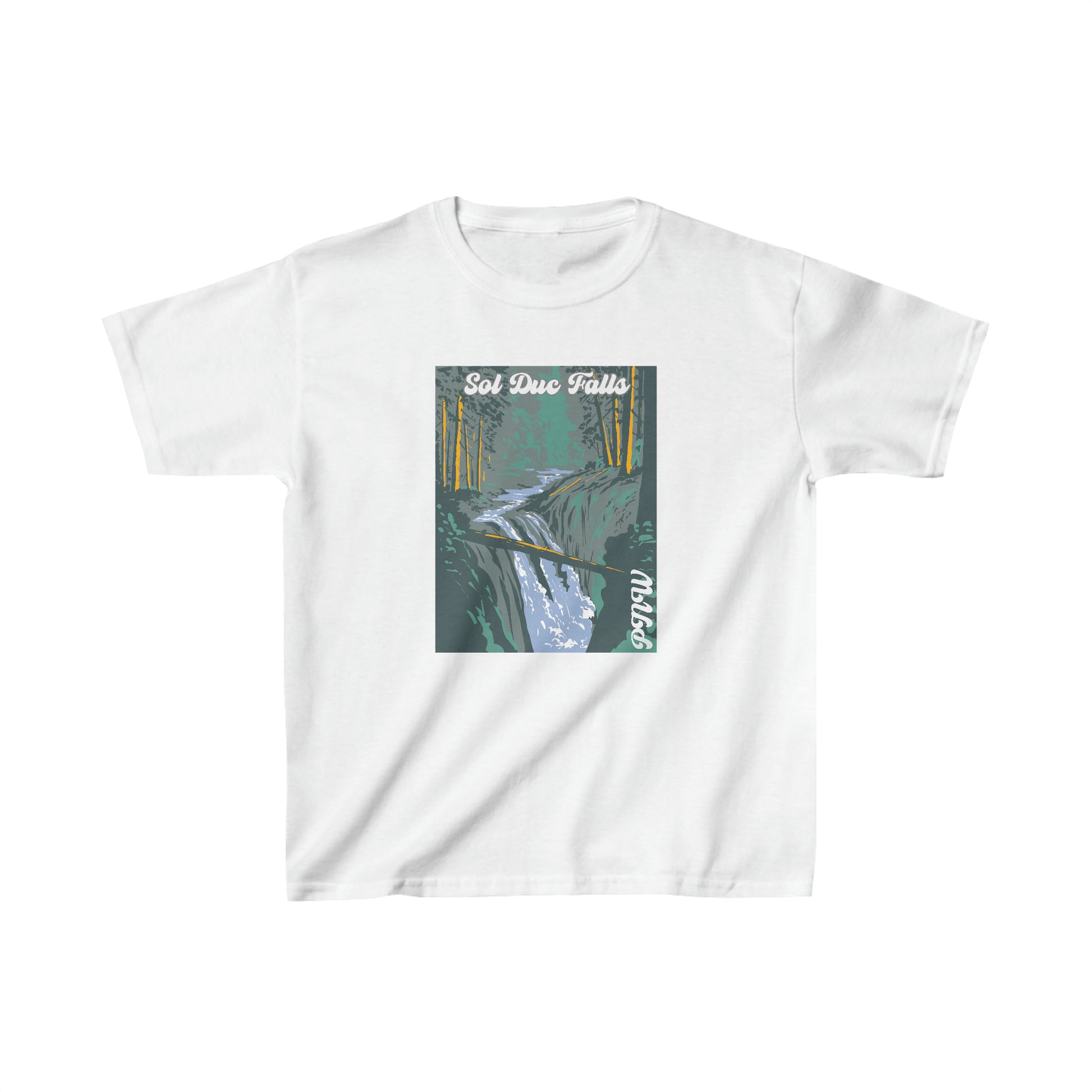 PNW Sol Duc Falls Youth Tee - Kids Heavy Cotton™ Tee - Bigfoot Bigheart Studio