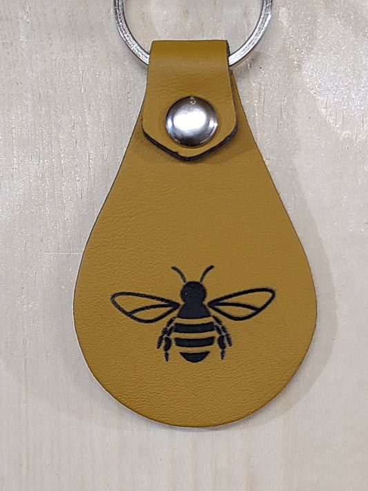 Bee Keychain - Honey Bee Leather Keychain - Bigfoot Bigheart Studio