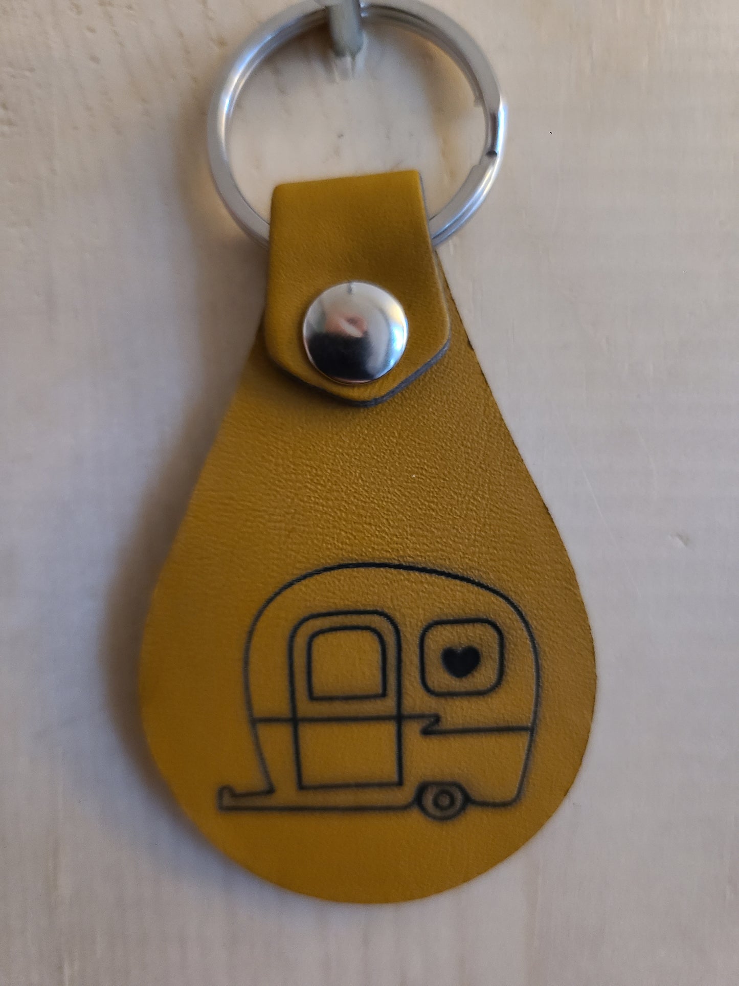 Camper Keychain - RV Leather Keychain - Bigfoot Bigheart Studio