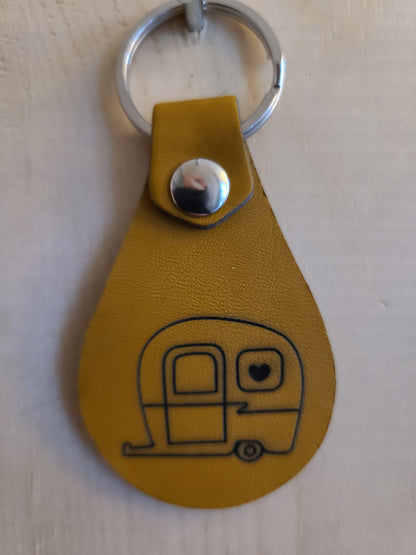 Camper Keychain - RV Leather Keychain - Bigfoot Bigheart Studio