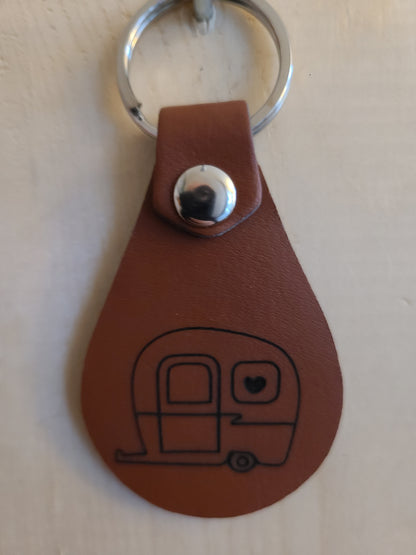 Camper Keychain - RV Leather Keychain - Bigfoot Bigheart Studio