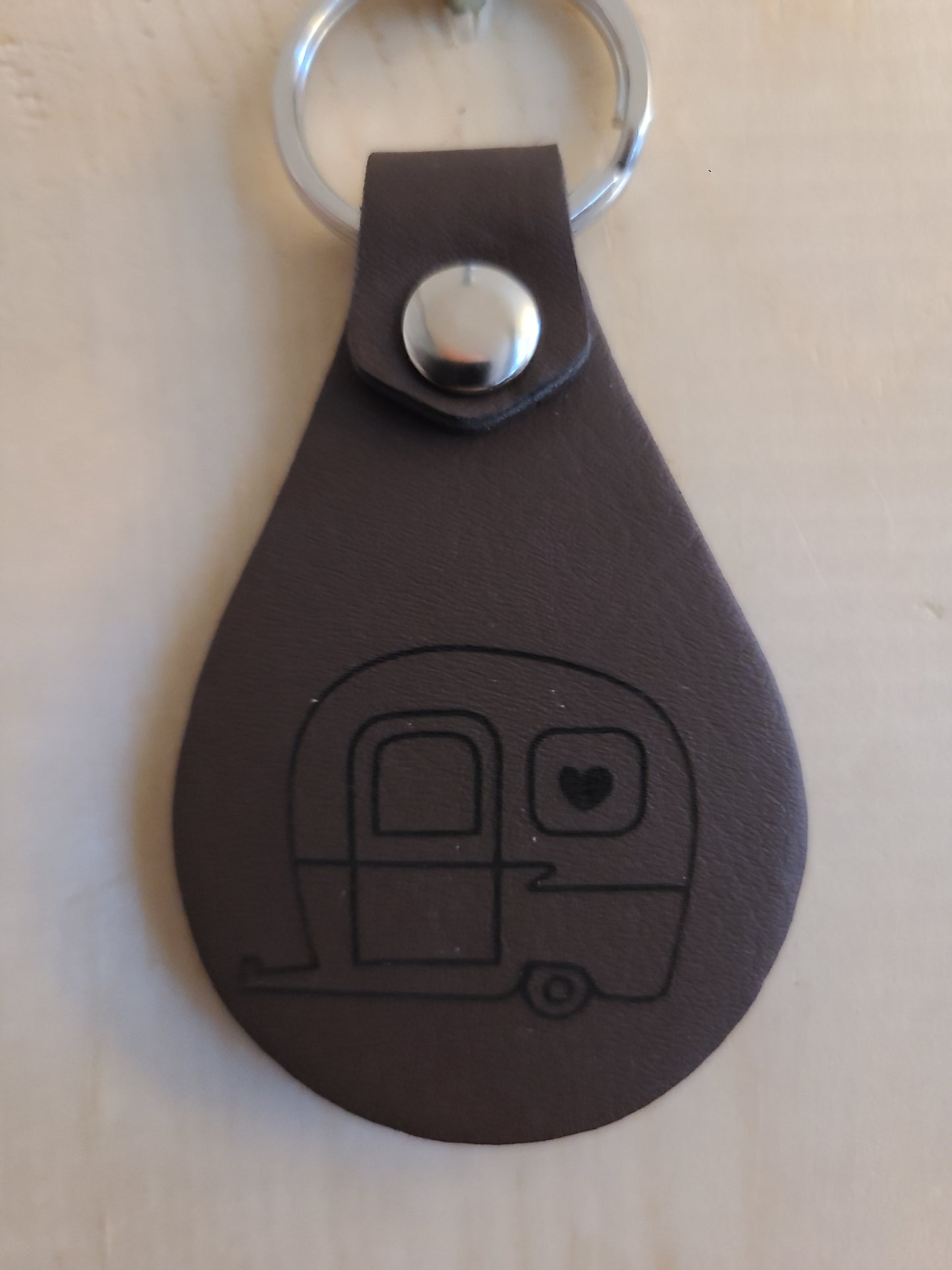 Camper Keychain - RV Leather Keychain - Bigfoot Bigheart Studio