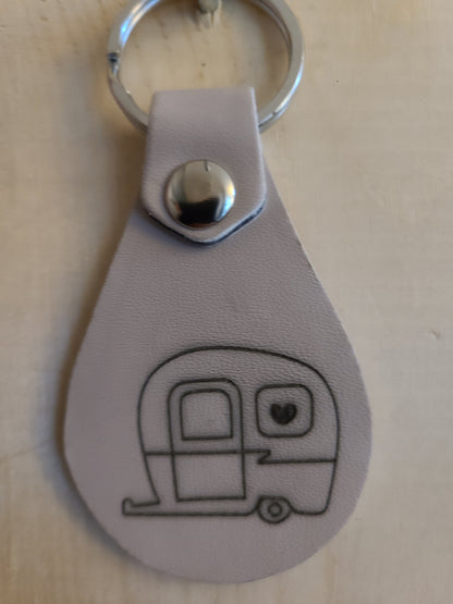 Camper Keychain - RV Leather Keychain - Bigfoot Bigheart Studio