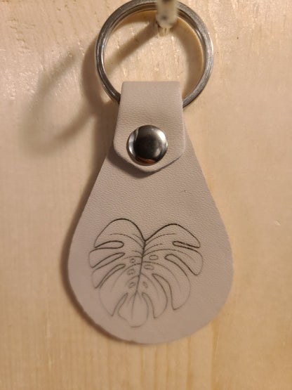 Monstera Leaf - Leather Keychain - Bigfoot Bigheart Studio