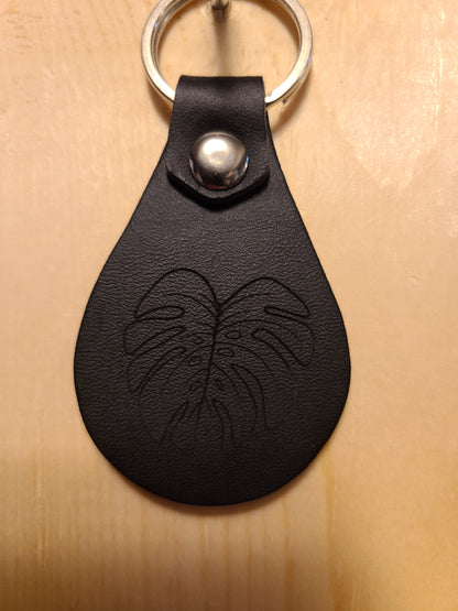 Monstera Leaf - Leather Keychain - Bigfoot Bigheart Studio