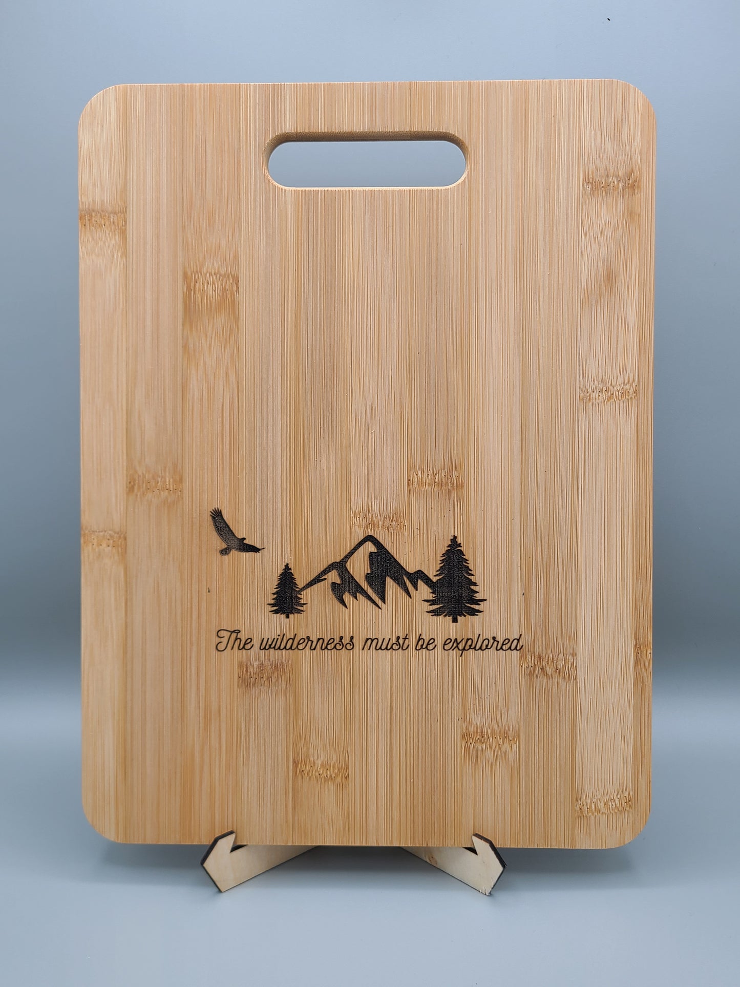 The Wilderness Must Be Explored - Bamboo Cutting Board - Bigfoot Bigheart Studio