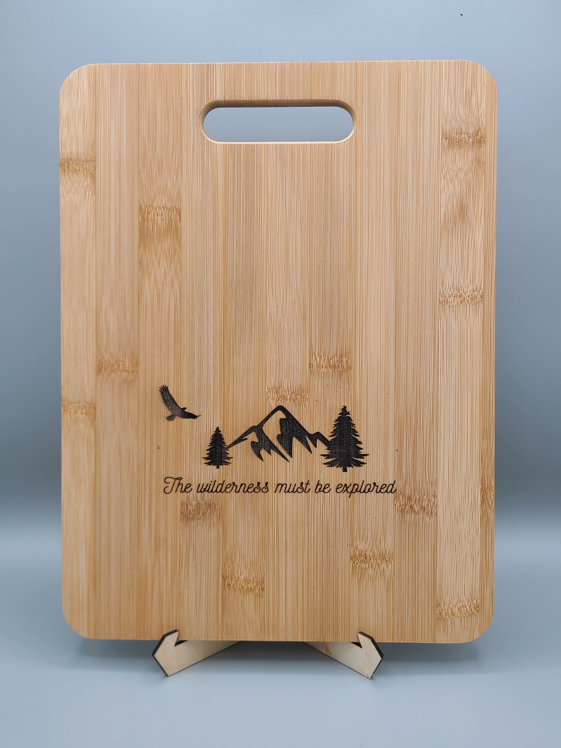 The Wilderness Must Be Explored - Bamboo Cutting Board - Bigfoot Bigheart Studio