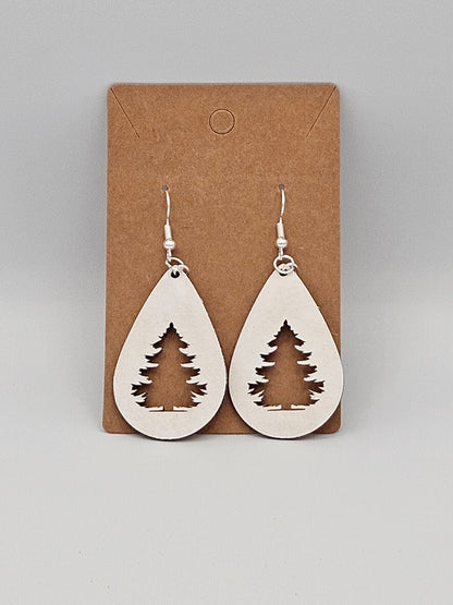 Tree Earrings - Wood Earrings - Bigfoot Bigheart Studio