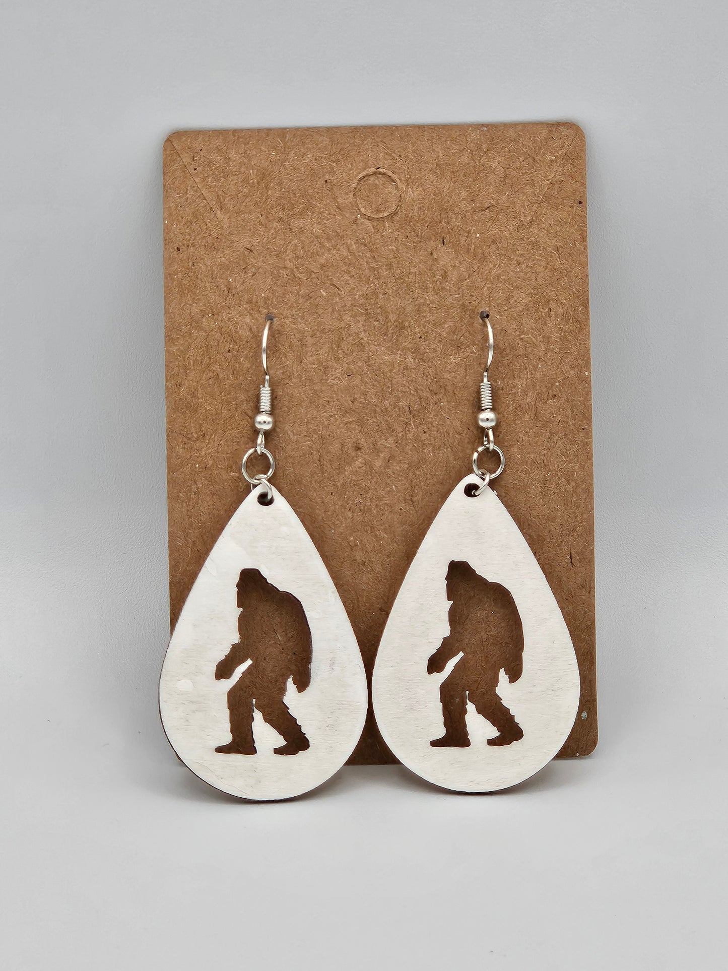 Bigfoot Earrings - Wood Earrings - Bigfoot Bigheart Studio