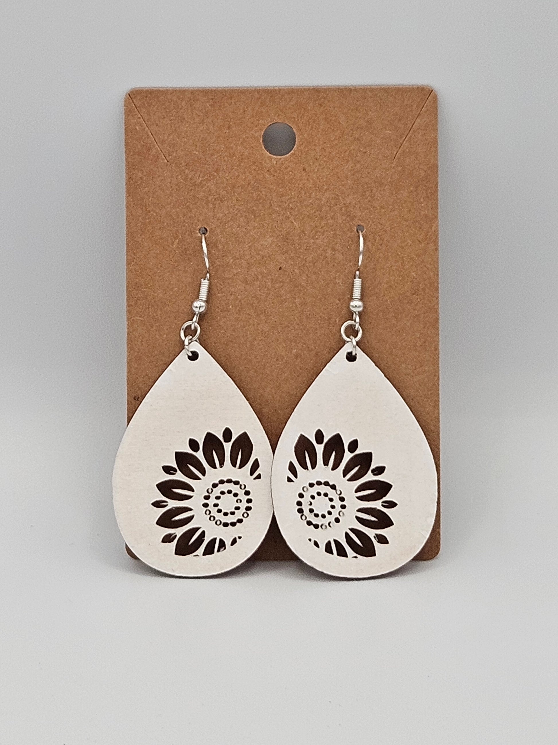 Sunflower Earrings - Wood Earrings - Bigfoot Bigheart Studio