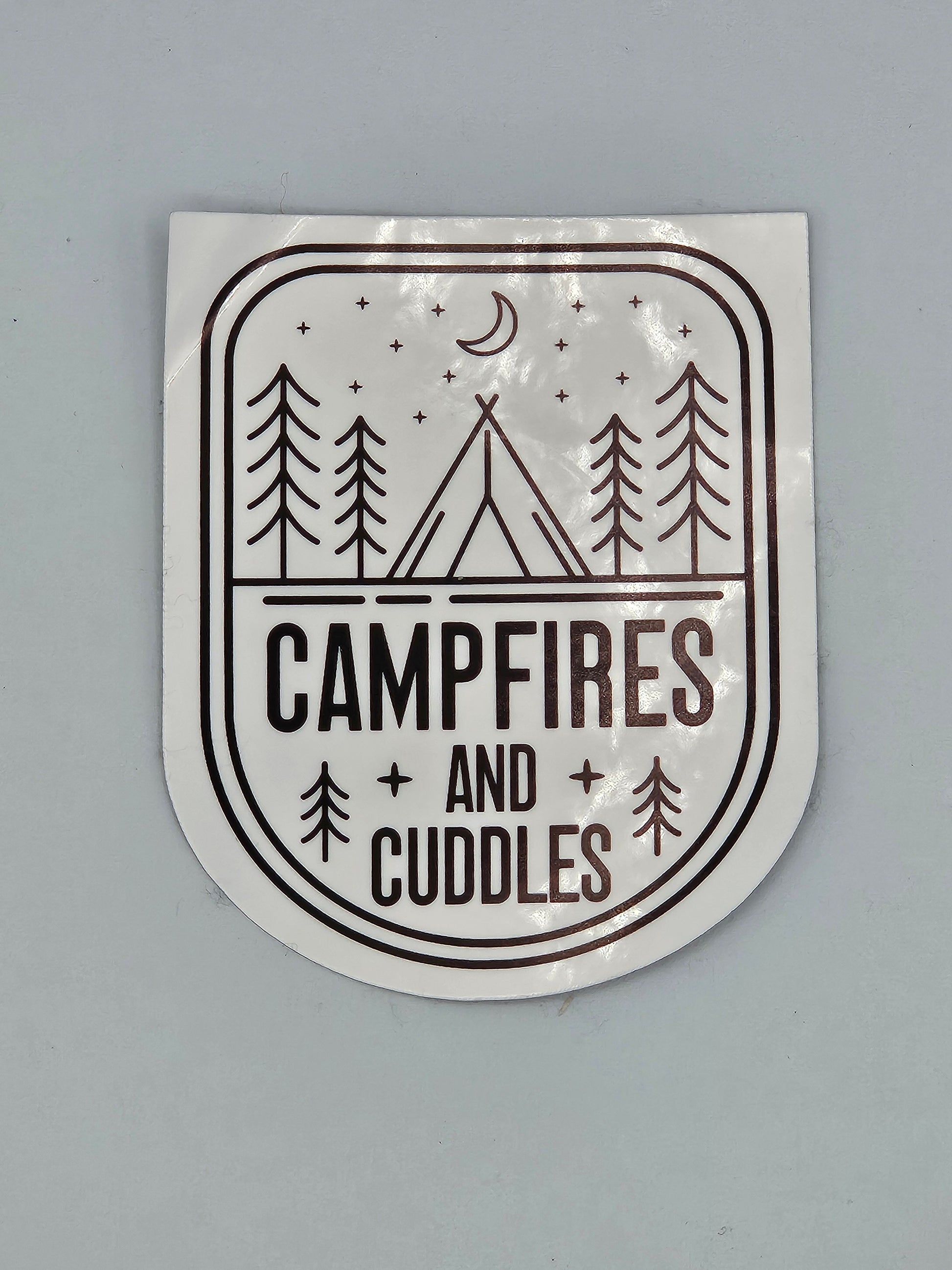 Campfires and Cuddles Minimalist - Vinyl Sticker - Bigfoot Bigheart Studio