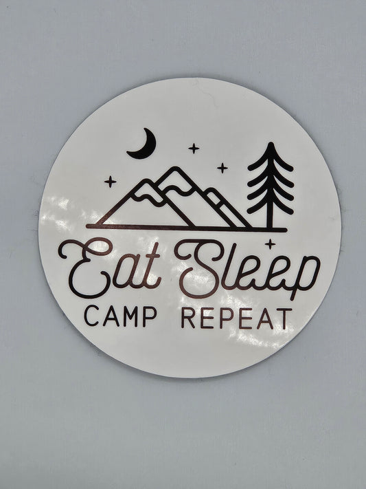 Eat Sleep Camp Repeat Minimalist - Vinyl Sticker - Bigfoot Bigheart Studio