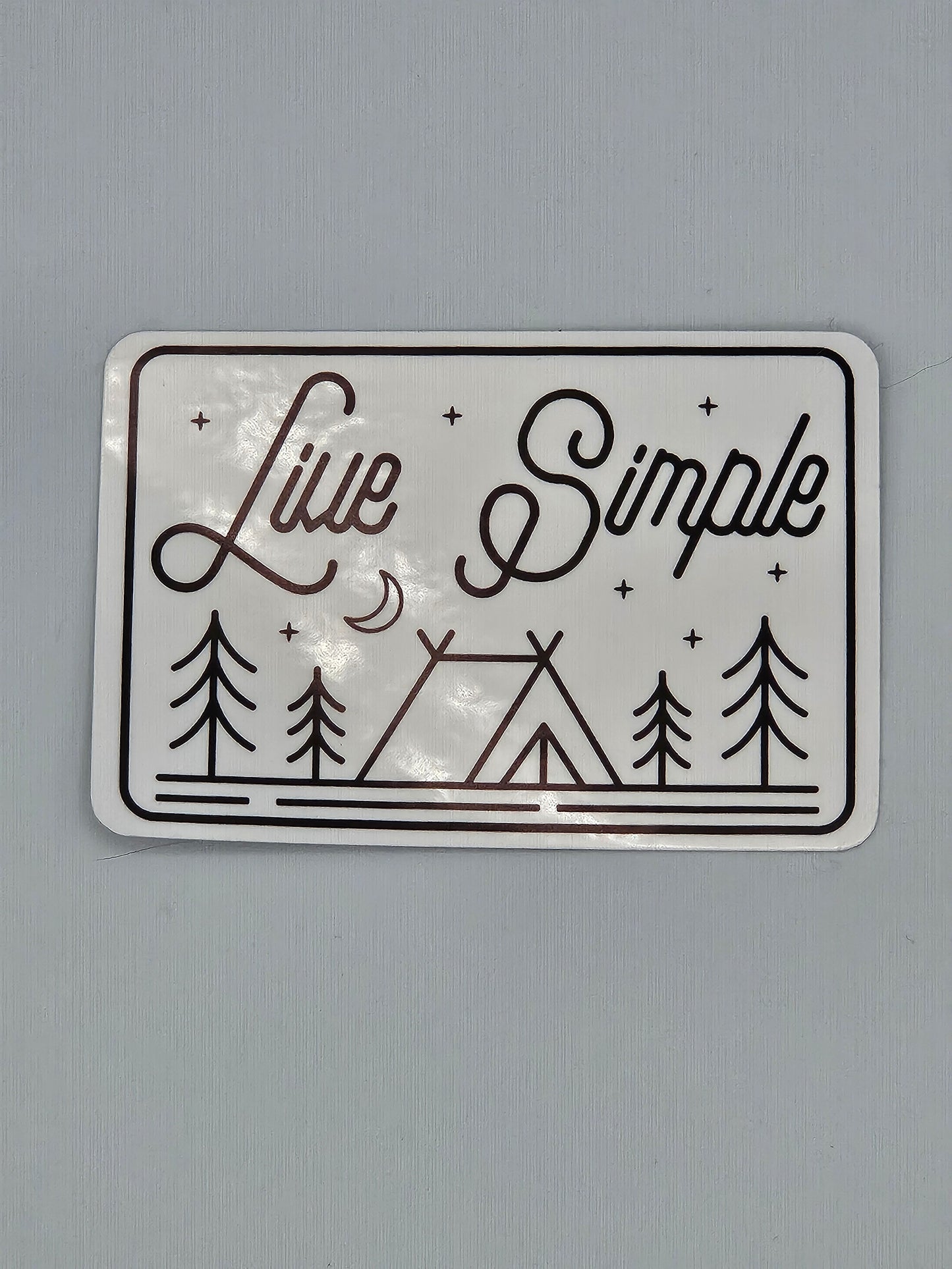 Live Simple Camping Minimalist - Vinyl Sticker - Bigfoot Bigheart Studio