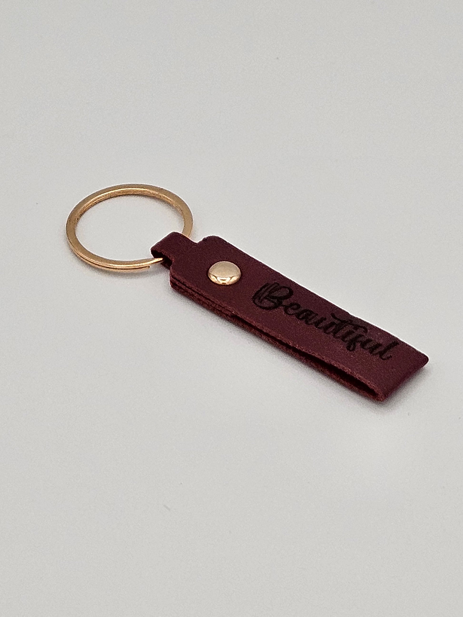 Personalized Leather Keychain - Custom Leather Keychain - Bigfoot Bigheart Studio