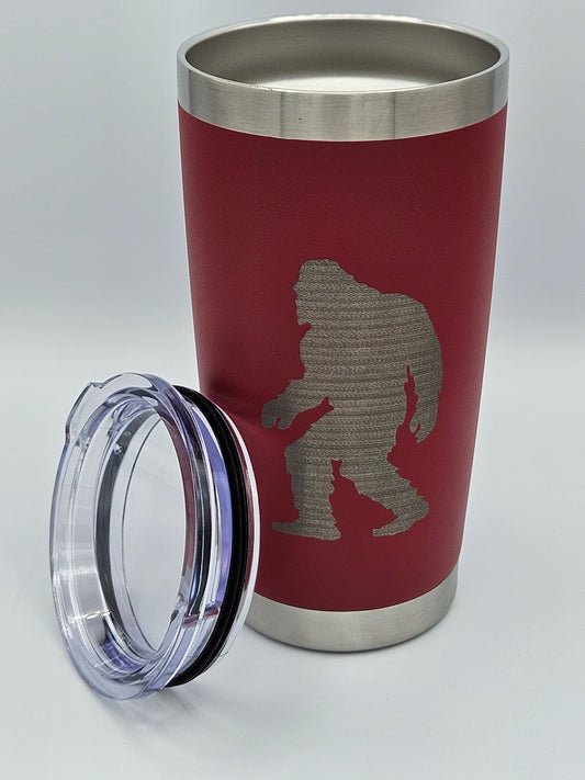 Bigfoot Walking - 20 Oz Coffee Cup - Water Tumbler - Bigfoot Bigheart Studio