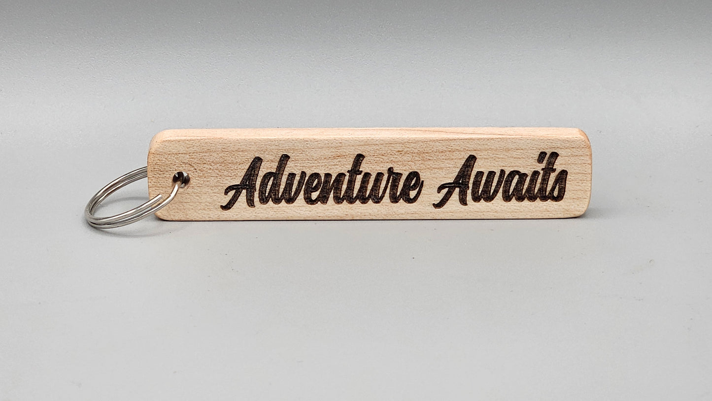 Wood Block Keychain - Adventure Awaits