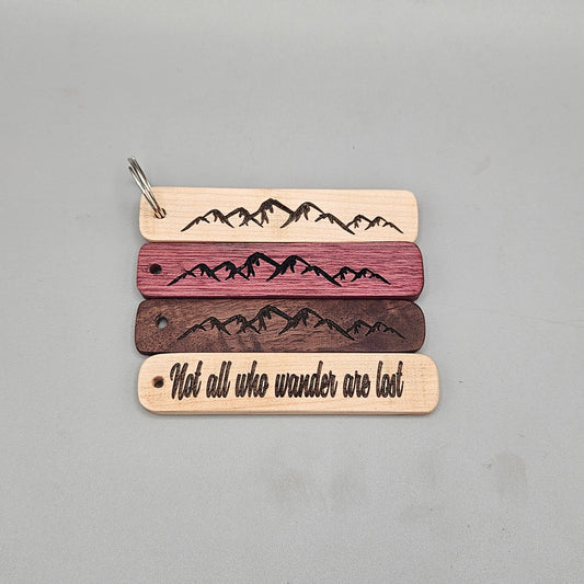 Wood Block Keychain - Not All Who Wander Are Lost