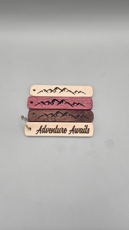 Wood Block Keychain - Adventure Awaits