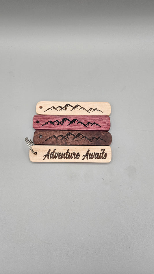 Wood Block Keychain - Adventure Awaits